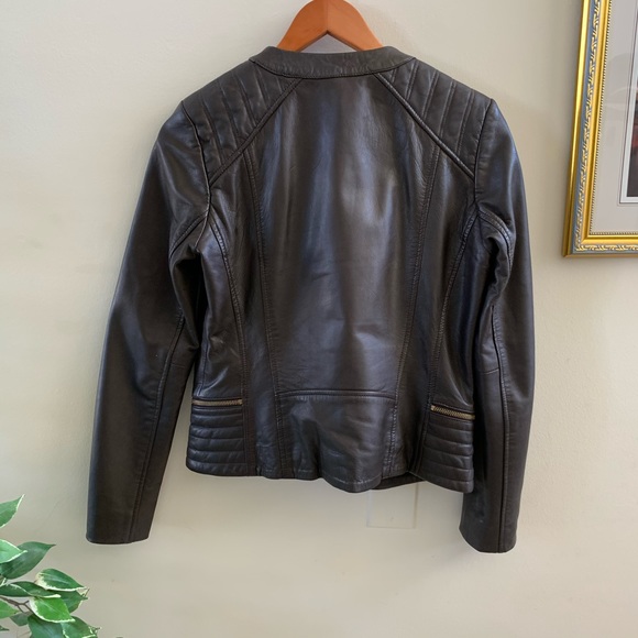 Cole Haan Smoke Genuine Leather Jacket Size S - Picture 4 of 8